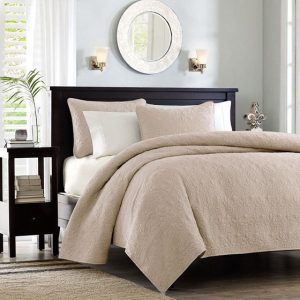 Madison Park Quebec Cotton Filled Quilt Set Khaki