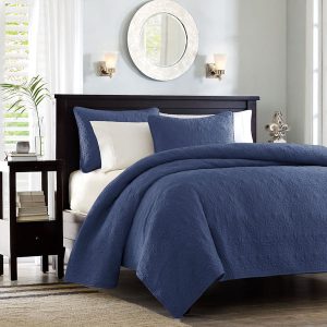 Madison Park Quebec Cotton Filled Quilt Set Navy