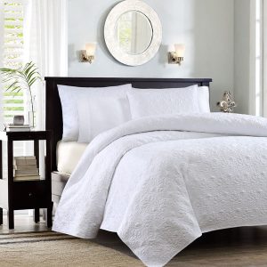 Madison Park Quebec Cotton Filled Quilt Set White