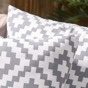 Indoor/Outdoor Geometric Print Cushion Covers - Grey/White