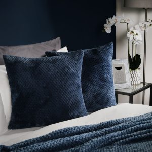 Waffle Fleece Cushion Covers - Navy