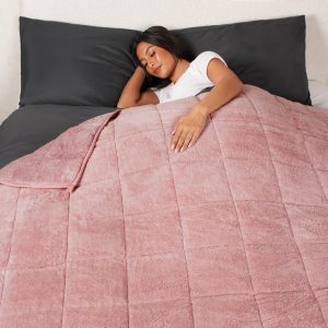 Teddy Fleece Quilted Weighted Blanket - Blush Pink