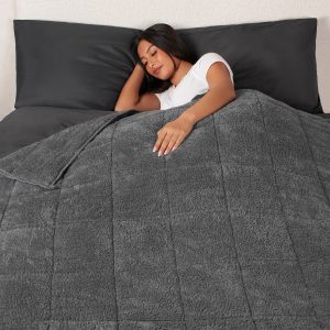 Teddy Fleece Quilted Weighted Blanket - Charcoal