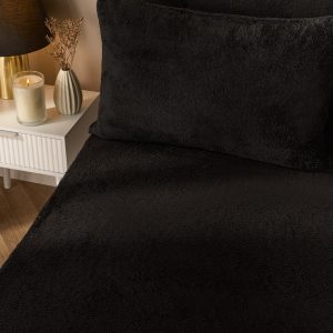 Teddy Fleece Fitted Sheet - Black