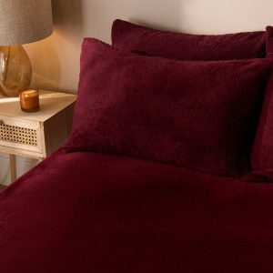 Teddy Fleece Fitted Sheet - Burgundy