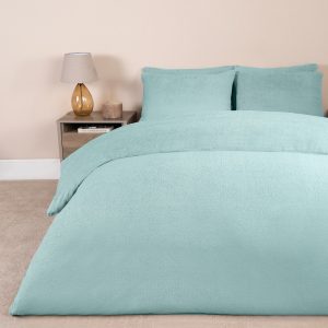 Teddy Fleece Duvet Cover Set - Duck Egg