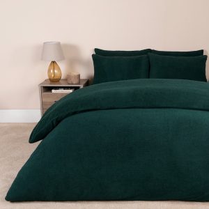Teddy Fleece Duvet Cover Set - Forest Green