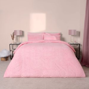 Teddy Fleece Duvet Cover Set - Pink