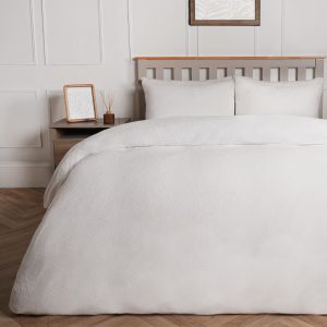 Teddy Fleece Duvet Cover Set - White