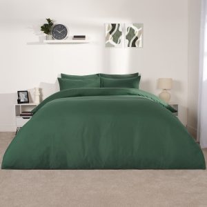Plain Duvet Cover Set - Forest Green