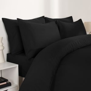 2 Pack Plain Dyed Housewife Pillowcases - Black