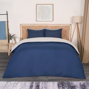 Reversible Duvet Cover Set - Navy/Grey