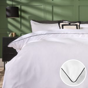 Piped Edge Duvet Cover Set - Black/White