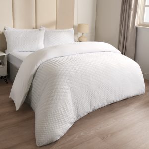 Dakota Quilted Tribal Duvet Set - White