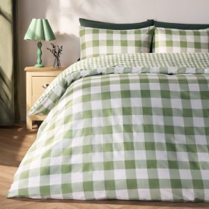 Gingham Reversible Duvet Cover Set - Sage