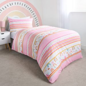 Bright Dash Rainbow Reversible Duvet Cover Set - Multi