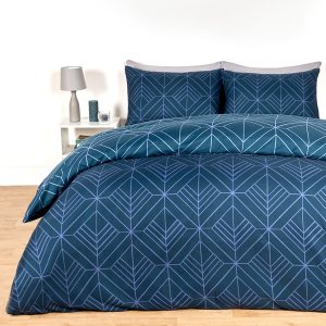 Isaac Geometric Duvet Cover Set - Navy
