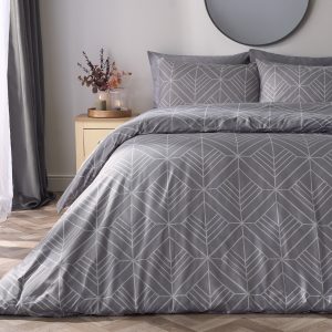 Isaac Geometric Duvet Cover Set - Grey