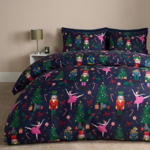 Nutcracker Festive Duvet Cover Set - Navy