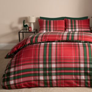Traditional Christmas Check Duvet Set - Red/Green
