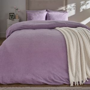 Teddy Fleece Duvet Cover Set - Lilac