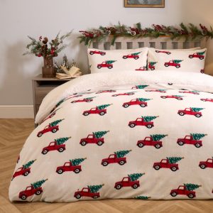 Home For Christmas Fleece Duvet Set - Natural