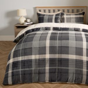 Winsford Check Fleece Duvet Set - Grey