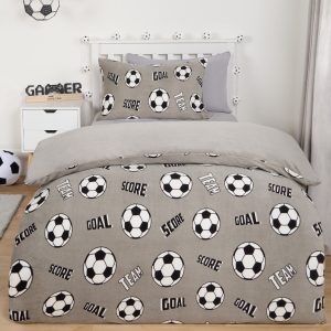 Football Fleece Duvet Set - Grey