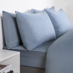 2 Pack Plain Dyed Housewife Pillowcases - Blue