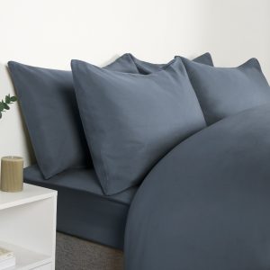 2 Pack Plain Dyed Housewife Pillowcases - Denim Blue