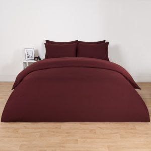 Plain Duvet Cover Set - Burgundy