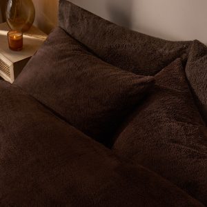 Teddy Fleece Pillowcases - Chocolate