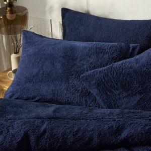 Teddy Fleece Pillowcases - Navy