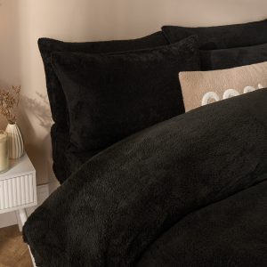 Teddy Fleece Pillowcases - Black