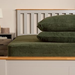 Teddy Fleece Pillowcases - Woodland Green