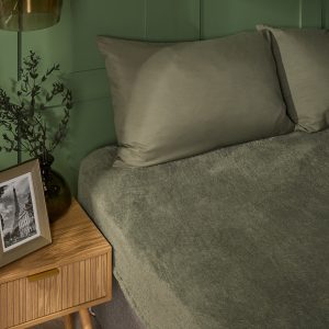 Teddy Fleece Fitted Sheet - Woodland Green
