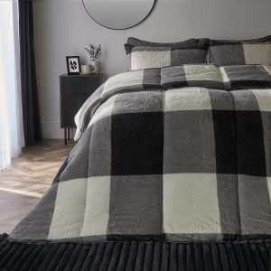 Teddy Gingham Coverless 10.5 Duvet & Pillowcases - Monochrome