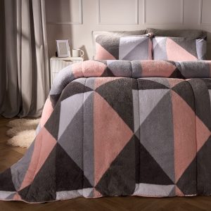 Teddy Geometric Coverless 10.5 Duvet & Pillowcases - Blush