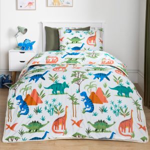 Dino Coverless 10.5 Tog Duvet & Pillowcase, Multi - Single