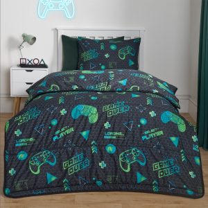 Gaming Coverless 10.5 Tog Duvet & Pillowcase, Black - Single