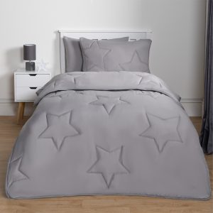 Coverless Star Quilted 7.5 Tog Duvet Set - Grey