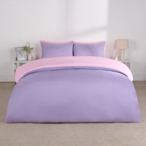 Reversible Duvet Cover Set - Lilac/Pink