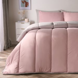 Coverless 10.5 Tog Reversible Duvet & Pillowcase - Blush/Silver