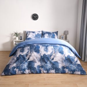 Marble Print Duvet Set - Navy