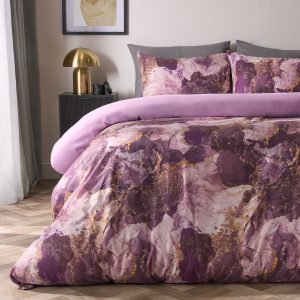 Marble Print Duvet Set - Purple