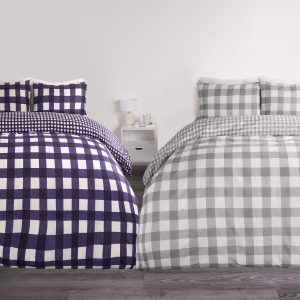 Gingham Duvet Cover Sets 2 Pack - Navy & Grey