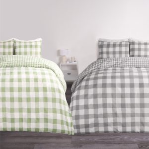 Gingham Duvet Cover Sets 2 Pack - Sage & Grey