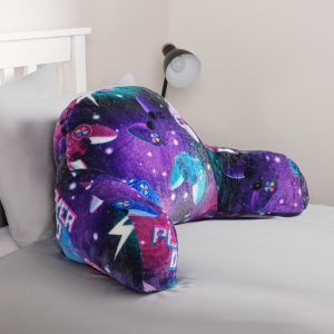 Kids Neon Gaming Fleece Cuddle Cushion - Purple