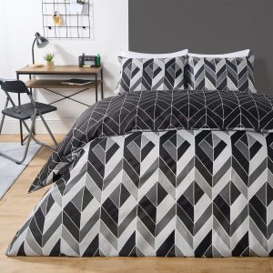 Abstract Chevron Reversible Duvet Cover Set - Grey