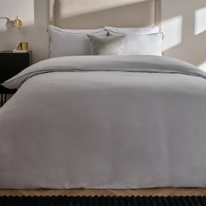 Piped Edge Duvet Cover Set - Silver/Grey